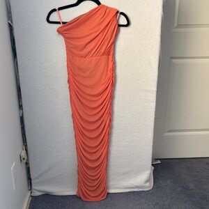 Elegant Orange One-Shoulder Dress